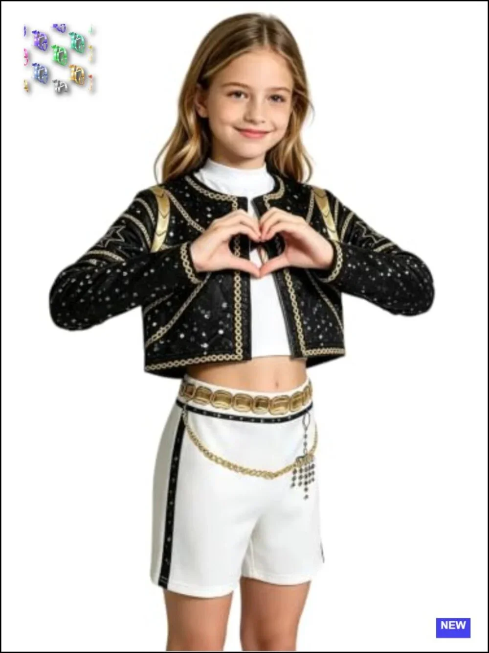Girls Stage Costume Sequin Jacket with Shorts Halloween Cosplay Party